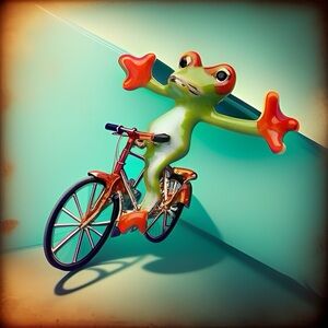 Enamel Riding Bike Frog Brooch